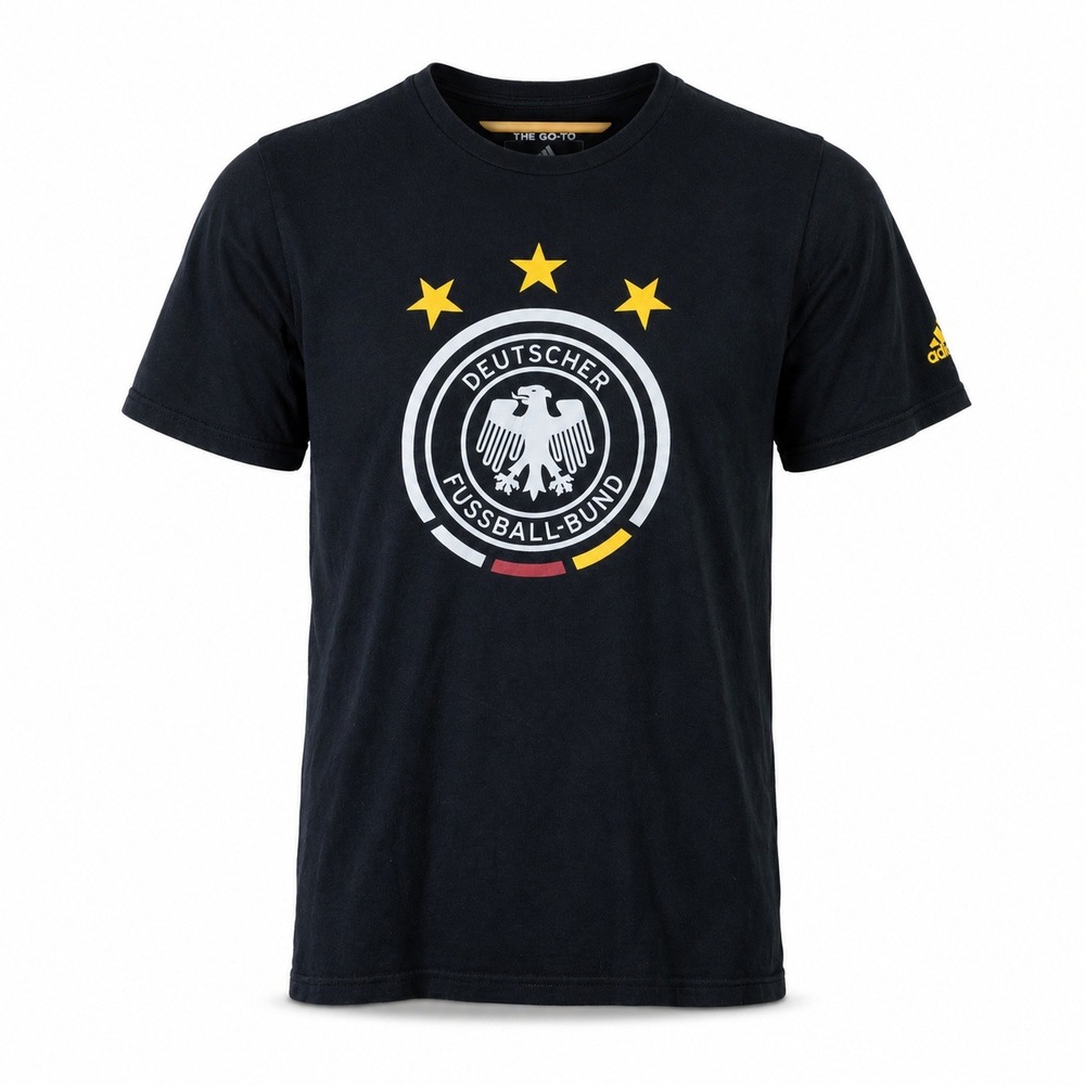 Adidas Germany DFB Soccer T Shirt Mens M Black 3 Star Football Go-To Tee